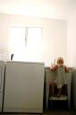  The laundry sink is also his new bath, as he’s outgrown the kitchen sink.