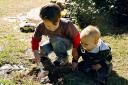  Seth knows how to have fun! A mud puddle right in the middle of the yard!