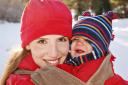 {First sled} His poor little nose was so cold! He woke up laughing, precious boy!