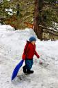  While everybody was on the mountain and Verity was in the cabin with a napping Ian, I took Seth out to go sledding for a little while.