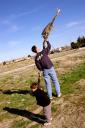  Darrell put up a big branch in a concrete piece and the boys had fun finding trash to hang on it.