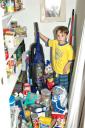  Seth played for the longest time in Mema’s pantry. She let him take everything off the shelves!