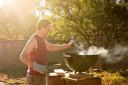  He set up the grill on a couple old drums. Happy summer, babe!